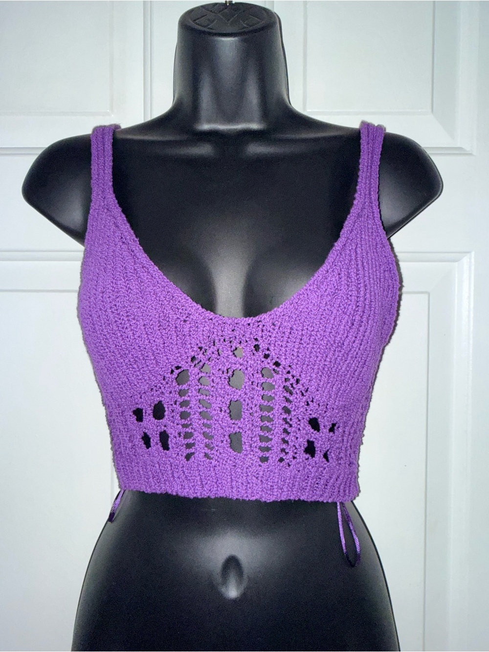 Zara Purple Crochet Knit‎ Crop Tank Top - Women's NWT
